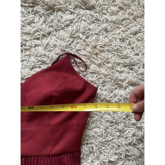 Laundry By Shelli Segal Dress Gown Deep Red Dark Pleated Long Maxi 12 Sleeveless - Picture 3 of 7